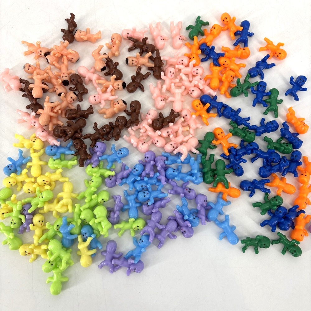150‎ Mini Plastic Babies 1 Inch Tiny Figurines for Baby Shower Games Multi Color